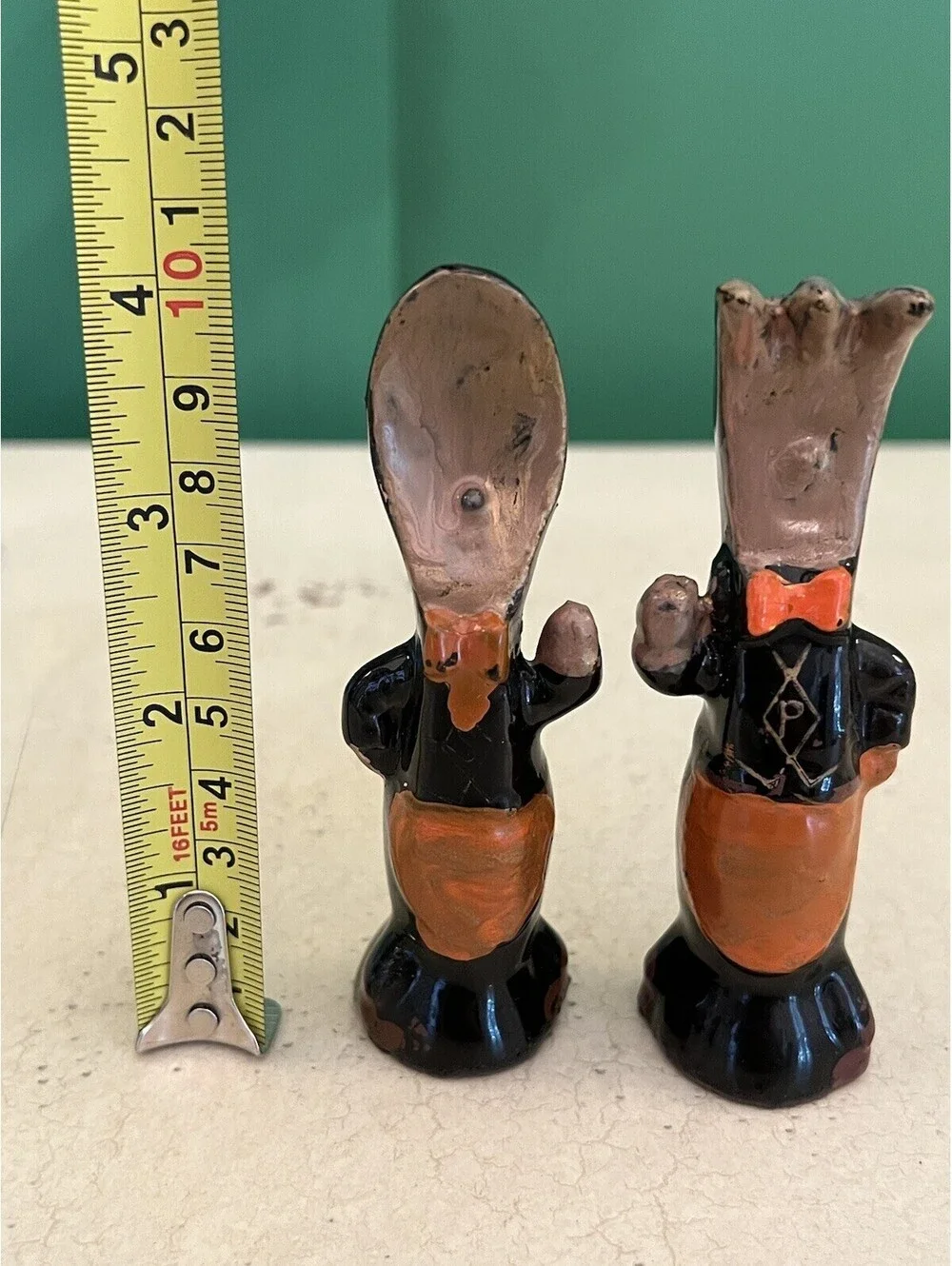 Antique Anthropomorphic Spoon and Fork Salt and Pepper Set